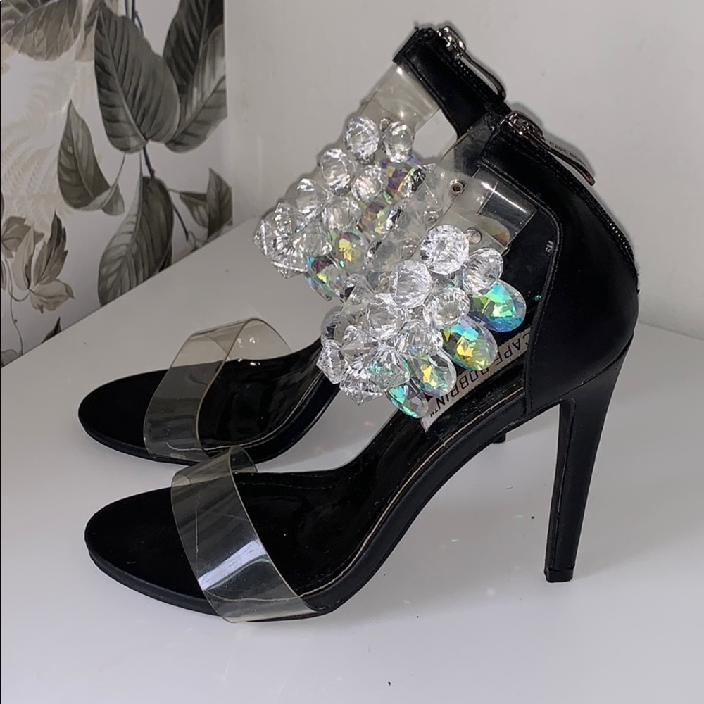Beautiful Black Heels with Gem Ankle